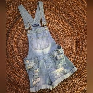 Blue Spice Distressed Denim Overalls Size 1